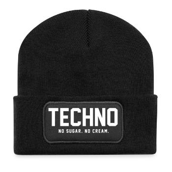Dunkler Techno - Recycelte Patch Beanie - Schwarz - Vorne