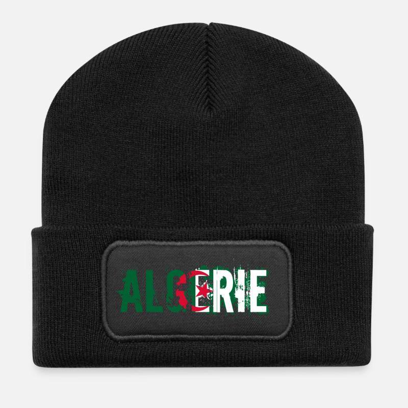 logo_flag_grunge_algerie_2 - Recycelte Patch Beanie - Schwarz