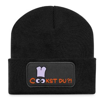 Cook st Du? - Recycelte Patch Beanie - Schwarz - Vorne