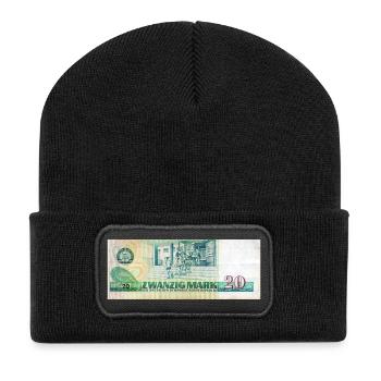 20 mark der ddr - Recycelte Patch Beanie - Schwarz - Vorne