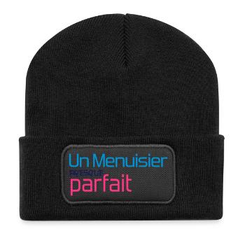 Tischler / Zimmermann / Schreiner / Zimmerer - Recycelte Patch Beanie - Schwarz - Vorne