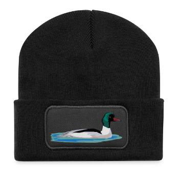 Gänsesäger - Recycelte Patch Beanie - Schwarz - Vorne