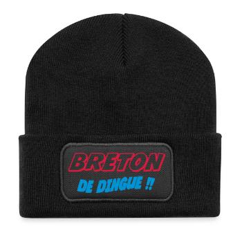 Breton de dingue !!! - Beanie recyclé à patch - noir - Devant