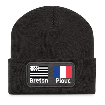 Breton plouc 22 - Beanie recyclé à patch - charbon - Devant