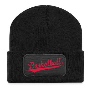 Basketball - Basket Ball - Game - Sport - Player - Recycelte Patch Beanie - Schwarz - Vorne