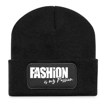FASHION is my passion - Recycelte Patch Beanie - Schwarz - Vorne