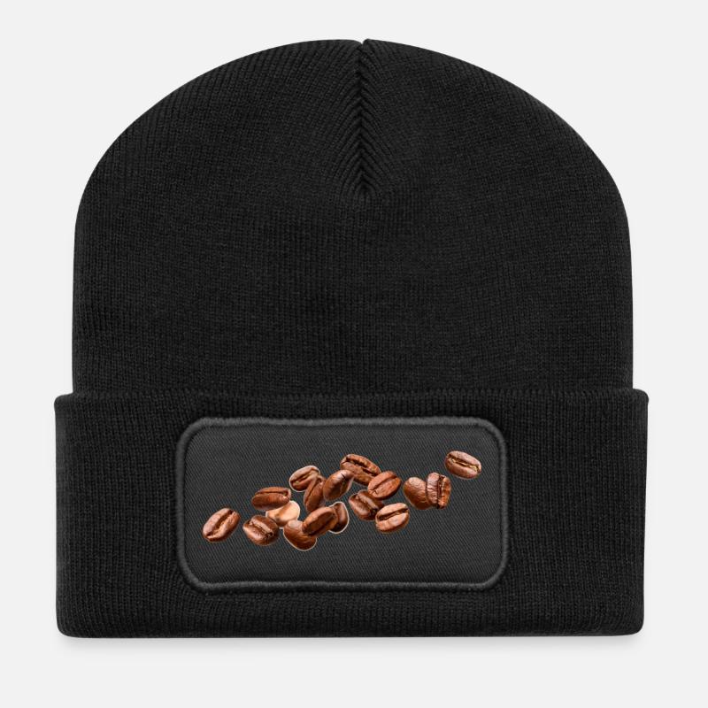 Realistische Kaffeebohnen Coffee Art - Recycelte Patch Beanie - Schwarz