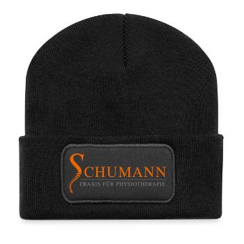 Physio Schumann Colourful - Recycelte Patch Beanie - Schwarz - Vorne