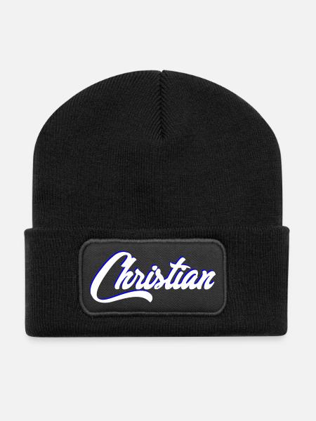 Lettrage de nom de baptême personnalisé - Beanie recyclé à patch - noir