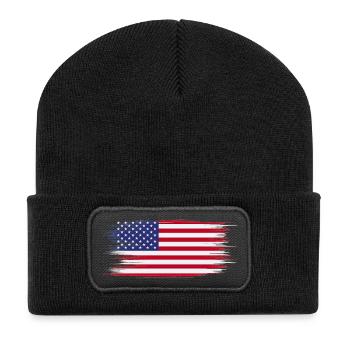American Flag Brush - Recycled Patch Beanie - black - Front