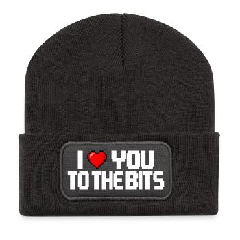 I love you to the bits (dark) - Recycled Patch Beanie - dark grey - Front