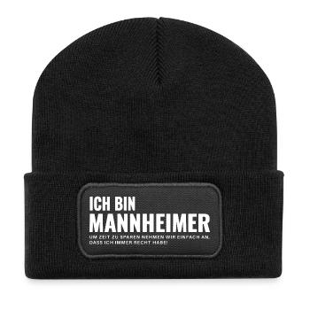 Mannheim Humor Spruch Weiß - Recycelte Patch Beanie - Schwarz - Vorne