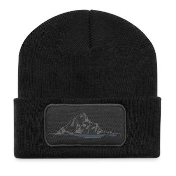 Skellig Michael | Irland Insel Lineart - Recycelte Patch Beanie - Schwarz - Vorne