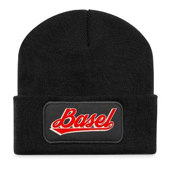 Basel Retro Font Logo - Recycled Patch Beanie - black - Front