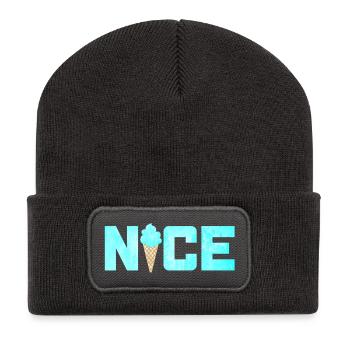 Nice Eis Icecream Eiscreme Sommer Urlaub Fun Fan - Recycelte Patch Beanie - Dunkelgrau - Vorne
