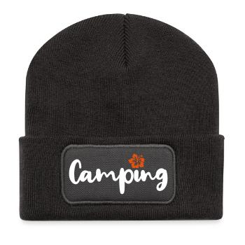Camping Hawai Handschrift Camper Caravan Wohnmobil - Recycelte Patch Beanie - Dunkelgrau - Vorne