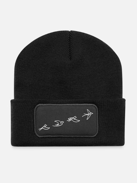 Le vol de l'oiseau blanc - Beanie recyclé à patch - noir
