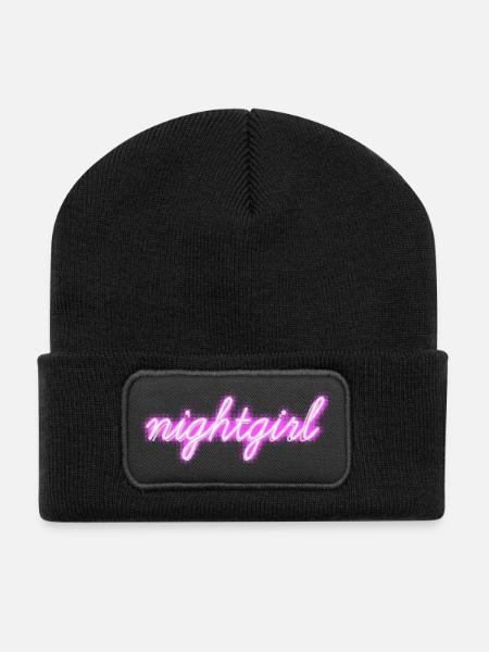 Fille de nuit - Beanie recyclé à patch - noir