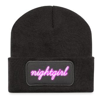 Fille de nuit - Beanie recyclé à patch - charbon - Devant