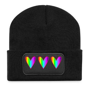 HEART. HEARTS. SAINT VALENTINE. LOVE. LOVE. CHRISTMAS - Recycled Patch Beanie - black - Front