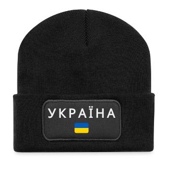 Flagge der Ukraine - Recycelte Patch Beanie - Schwarz - Vorne