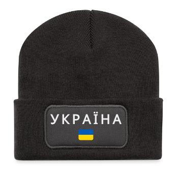 Drapeau ukrainien, fierté ukrainienne - Beanie recyclé à patch - charbon - Devant