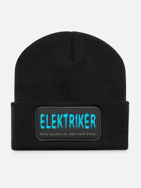 Elektriker Handwerker Design - Recycelte Patch Beanie - Schwarz