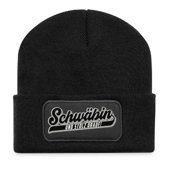 Stolze Schwäbin | Farben änderbar - Recycelte Patch Beanie - Schwarz - Vorne