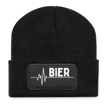 Mein Herz schlägt für Bier . Bierliebhaber - Recycelte Patch Beanie - Schwarz - Vorne