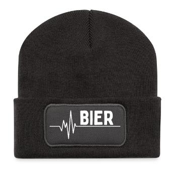 Mein Herz schlägt für Bier . Bierliebhaber - Recycelte Patch Beanie - Dunkelgrau - Vorne