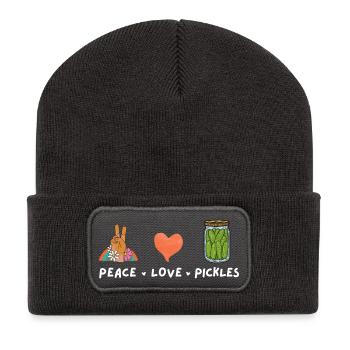 Paix, Amour Et Cornichons Amoureux De La Nourriture Vintage - Beanie recyclé à patch - charbon - Devant