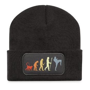 Évolution du kickboxeur vintage - Beanie recyclé à patch - charbon - Devant