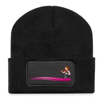 Violinist on a wave - Recycled Patch Beanie - black - Front