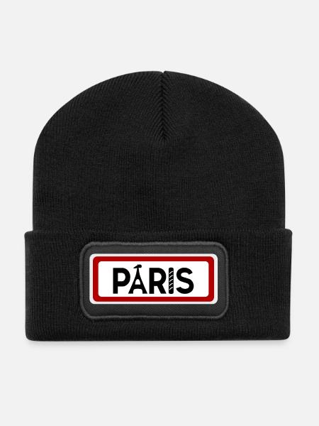 Panneau signalétique ville de Paris - Beanie recyclé à patch - noir