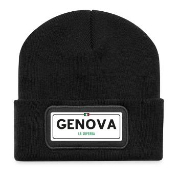 Panneau toponymique de Gênes - Beanie recyclé à patch - noir - Devant