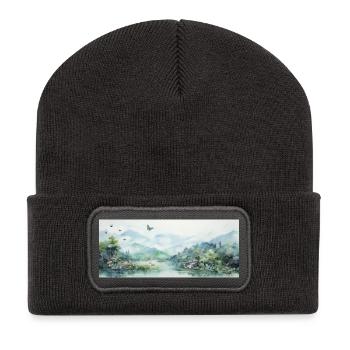 Watercolor Landscape - Recycled Patch Beanie - dark grey - Front