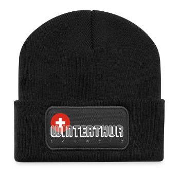 Winterthur Swiss City Crest Tee - Recycelte Patch Beanie - Schwarz - Vorne