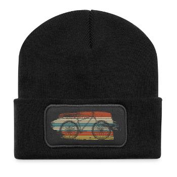 Retro Sonnenbrille Sunset Stripes - Recycelte Patch Beanie - Schwarz - Vorne