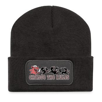 Pig changes the rules! - Recycled Patch Beanie - dark grey - Front