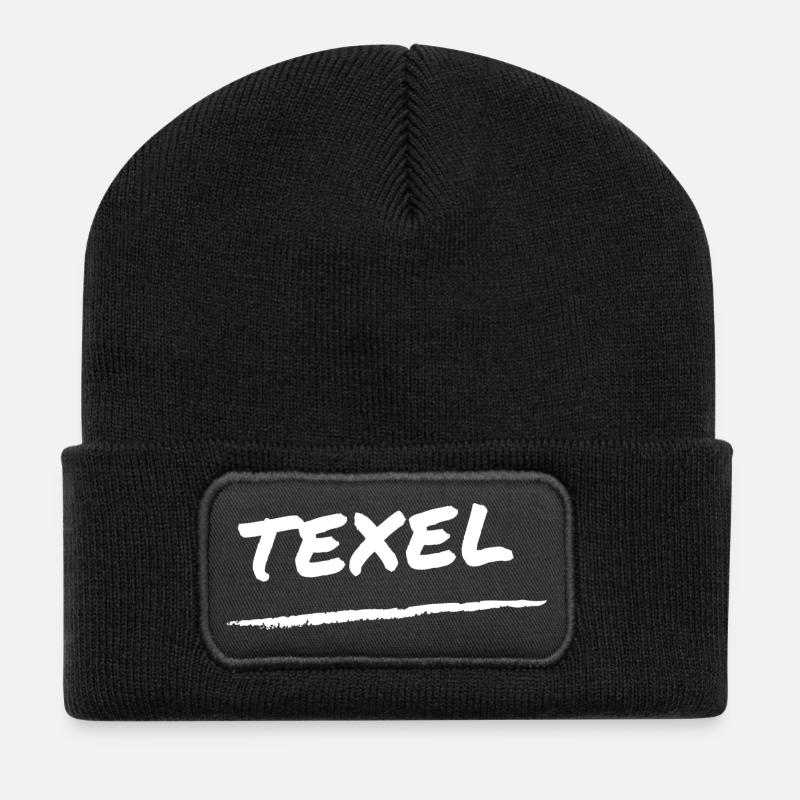 Texel Schriftzug - Recycelte Patch Beanie - Schwarz