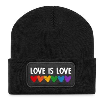 Liebe ist Liebe - Recycelte Patch Beanie - Schwarz - Vorne