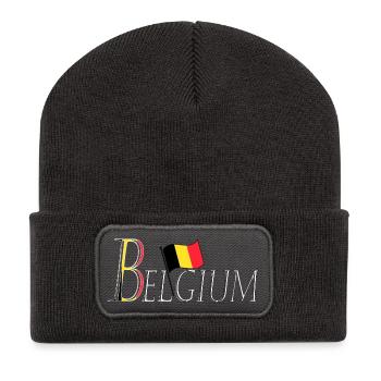 Flagge Belgien: ein eleganter patriotischer Auftritt - Recycelte Patch Beanie - Dunkelgrau - Vorne