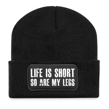 life is short so are my legs - Recycled Patch Beanie - black - Front