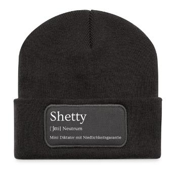 Shetty -kleiner Diktator mit Niedlichkeitsgarantie - Recycelte Patch Beanie - Dunkelgrau - Vorne