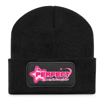 "I'm Perfect" – Y2K Girly Pink Statement - Recycled Patch Beanie - black - Front