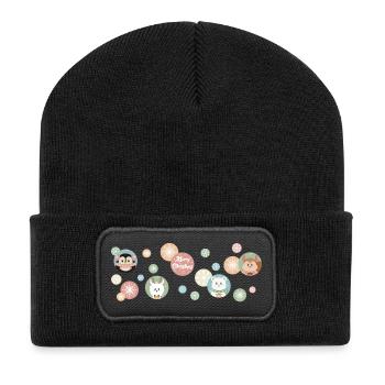 Süße Tiere - Frohe Weihnachten - Muster - Recycelte Patch Beanie - Schwarz - Vorne