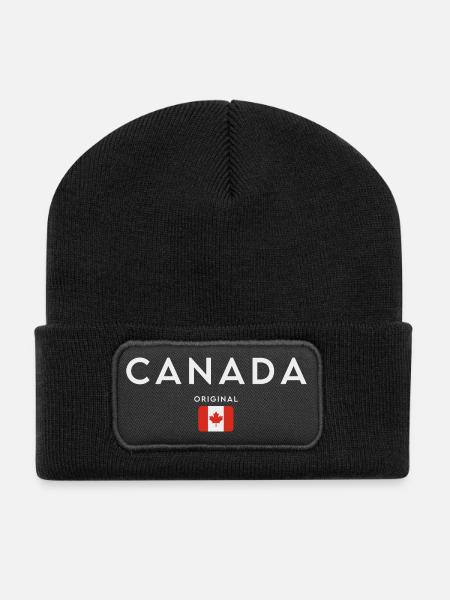 Flagge von Kanada, Kanadischer Stolz - Recycelte Patch Beanie - Schwarz