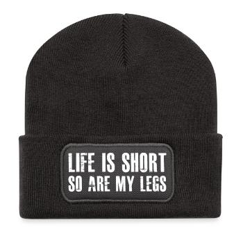 life is short so are my legs - Recycelte Patch Beanie - Dunkelgrau - Vorne