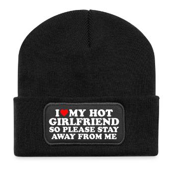 J’ADORE MA PETITE AMIE SEXY, ALORS S’IL VOUS PLAÎT, RESTEZ À L’ÉCART - Beanie recyclé à patch - noir - Devant