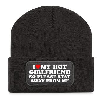 J’ADORE MA PETITE AMIE SEXY, ALORS S’IL VOUS PLAÎT, RESTEZ À L’ÉCART - Beanie recyclé à patch - charbon - Devant